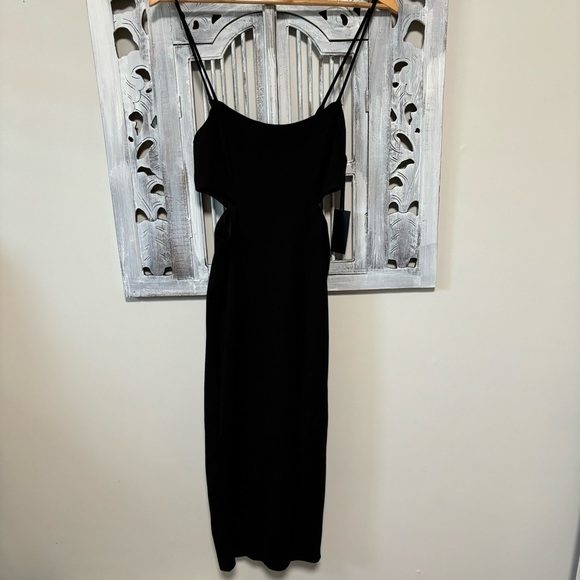 Revolve h:ours Haydon Black Ponte Bodycon Side Cutout Slit Midi Dress NWT - Picture 2 of 11